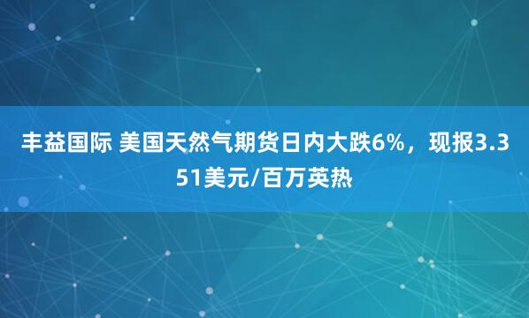 丰益国际 美国天然气期货日内大跌6%，现报3.351美元/百万英热
